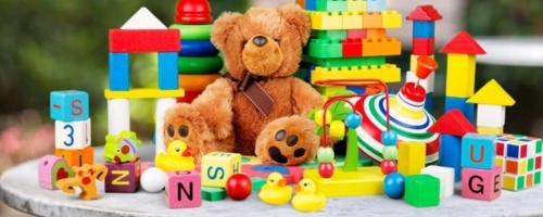 Blok bangunan dan teddy bear